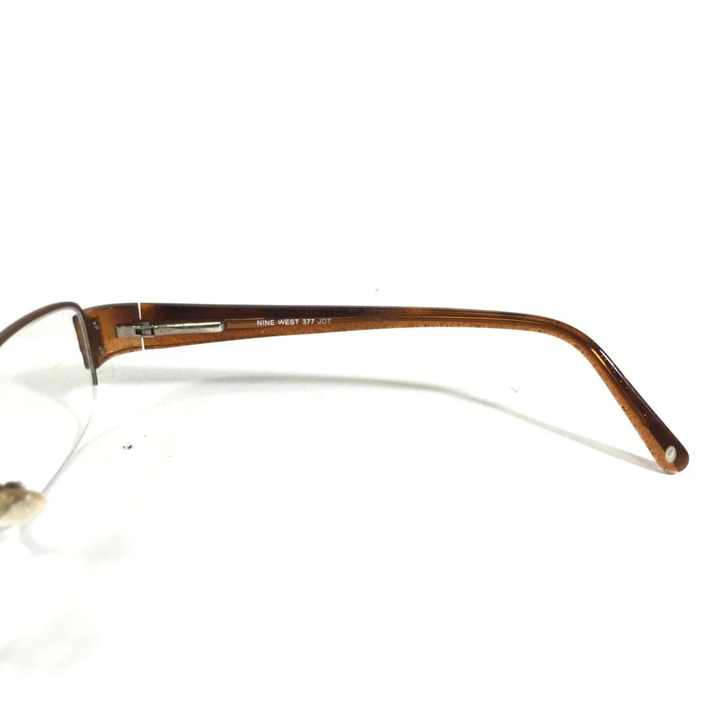 Nine West Petite Eyeglasses Frames 377 JDT Brown Rectangular Half Rim 53-16-130